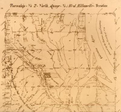 Segment of a West Willamette Meridian township plat, ca. 1800s.