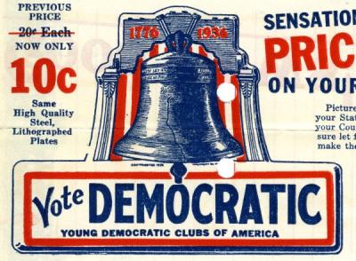Image from a letter addressed to Young Democratic Club Presidents, ca. 1936.