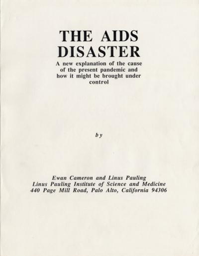 Ewan Cameron's unpublished manuscript of The AIDS Disaster, August 1988.