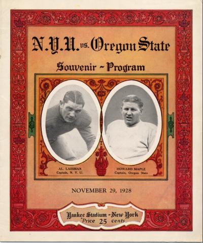 New York University vs. Oregon State College official program, November 1928.