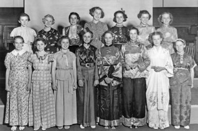 4-H girls' pajama Party at the 4-H summer school, ca. 1940.
