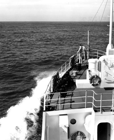 The Yaquina oceanography research vessel at sea, 1967.