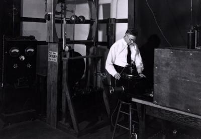 Willibald Weniger in an experimental x-ray laboratory, 1936.