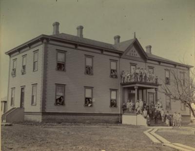 Alpha Hall, ca. 1890. Constructed by Samuel G. McFadden, Alpha Hall was the first residence hall on the OSU campus.