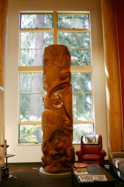 The 360-degree totem standing in the Eena Hawes Native American Longhouse, 2013.
