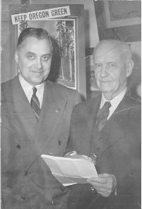 Dean Paul M. Dunn and George W. Peavy, 1949. Dunn served as Dean of Forestry from 1942 until 1955.