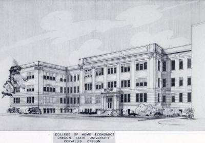 Building sketch, College of Home Economics, ca 1950s.