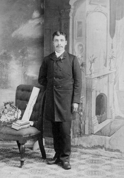 James Collins, 1888. Collins was one of the first Native American students at Oregon State University. He was affiliated with the Siletz Tribe and graduated in 1888.