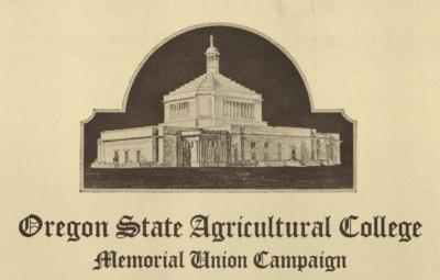 Preliminary rendering of the Memorial Union as used in campaign stationary and other materials, 1925