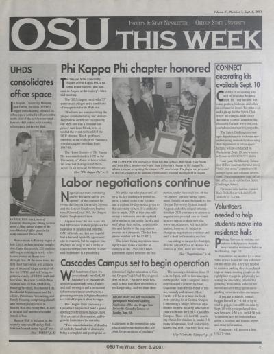 OSU This Week, September 6, 2001.
