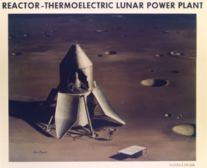 Artist's depiction of a Reactor-Thermoelectric Lunar Power Plant, ca. 1960s.