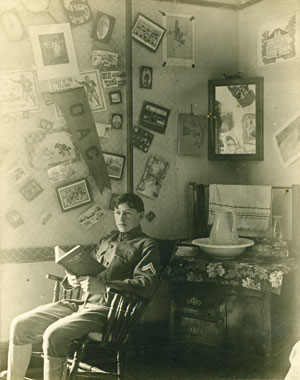An OAC cadet in his dormitory room, ca. 1905.