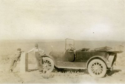 Chester and Owen Searcy with Model T Ford