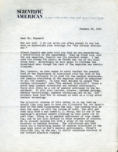 Letter from Dennis Flanagan to Roger Hayward.