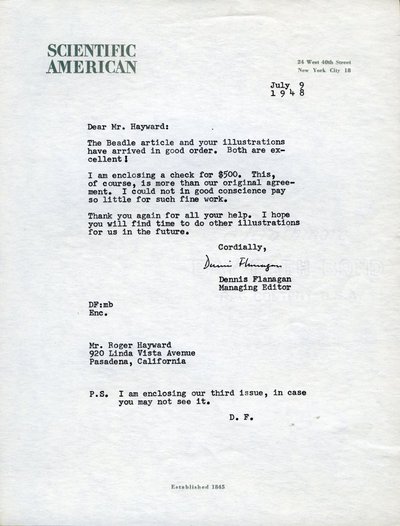Letter from Dennis Flanagan to Roger Hayward.