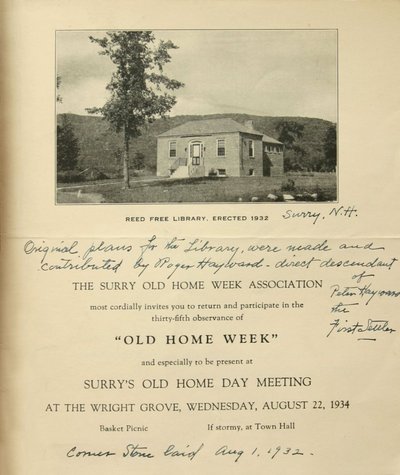 Program for Old Home Week - Reed Free Library.