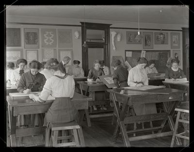 Female students in a Drawing class