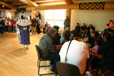 Drum Circle at the Native American Longhouse opening